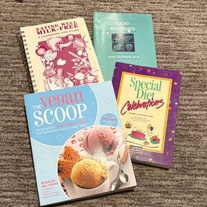 The Vegan Scoop Cookbook and Other Cookbooks - Set of 4 Milk Dairy Free